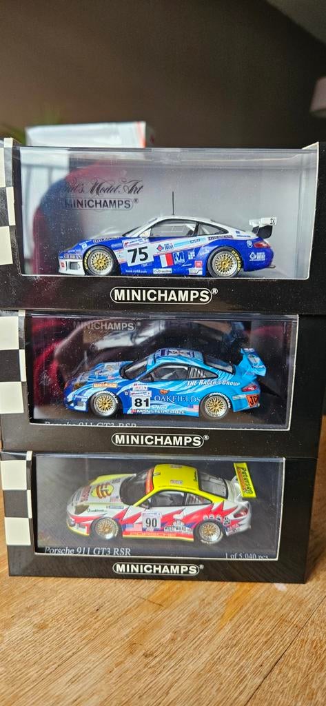 Minichamps Porsche 911 GT3 RSR / GT3 RS Set - 3 Stuks, Hobby en Vrije tijd, Modelauto's | 1:18, Ophalen of Verzenden, Zo goed als nieuw