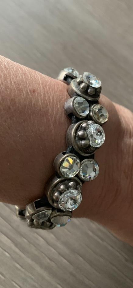 Josh vetszilverde armband met blanke Swarovski kristallen, Ophalen of Verzenden, Zo goed als nieuw, Met edelsteen, Zilver