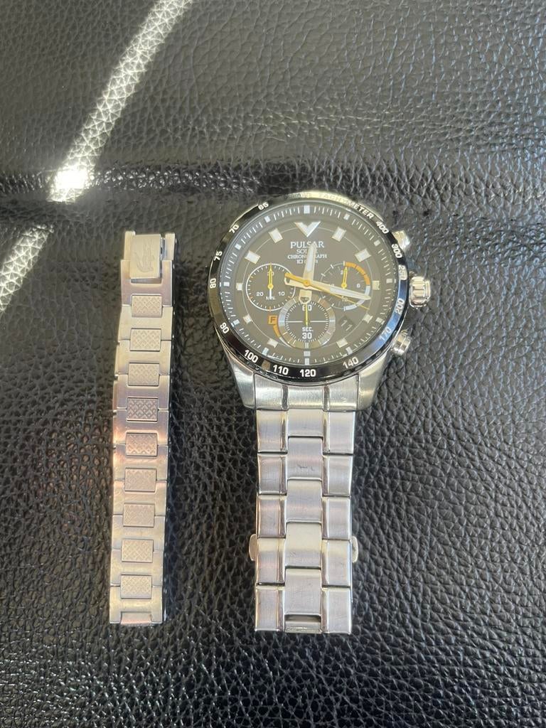 Pulsar horloge + lacoste armbandje, Sieraden, Tassen en Uiterlijk, Horloges | Heren, Ophalen, Zo goed als nieuw, Staal, Overige merken