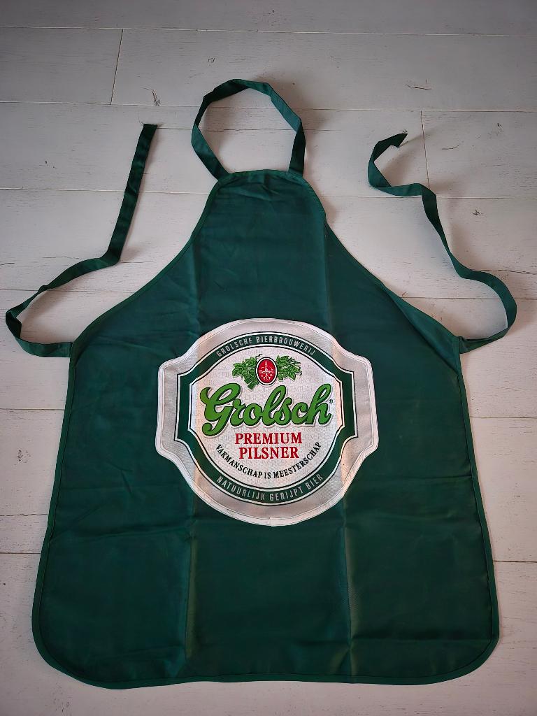 Te koop: Grolsch keukenschort, cadeau, geslaag, vaderdag, Ophalen of Verzenden, Zo goed als nieuw, Overige typen, Grolsch