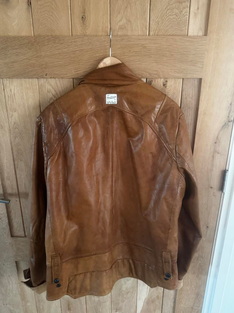 G-Star RAW Leren Jas Bruin Maat XXL, Kleding | Heren, Ophalen of Verzenden, Gedragen, Maat 52/54 (L), Bruin