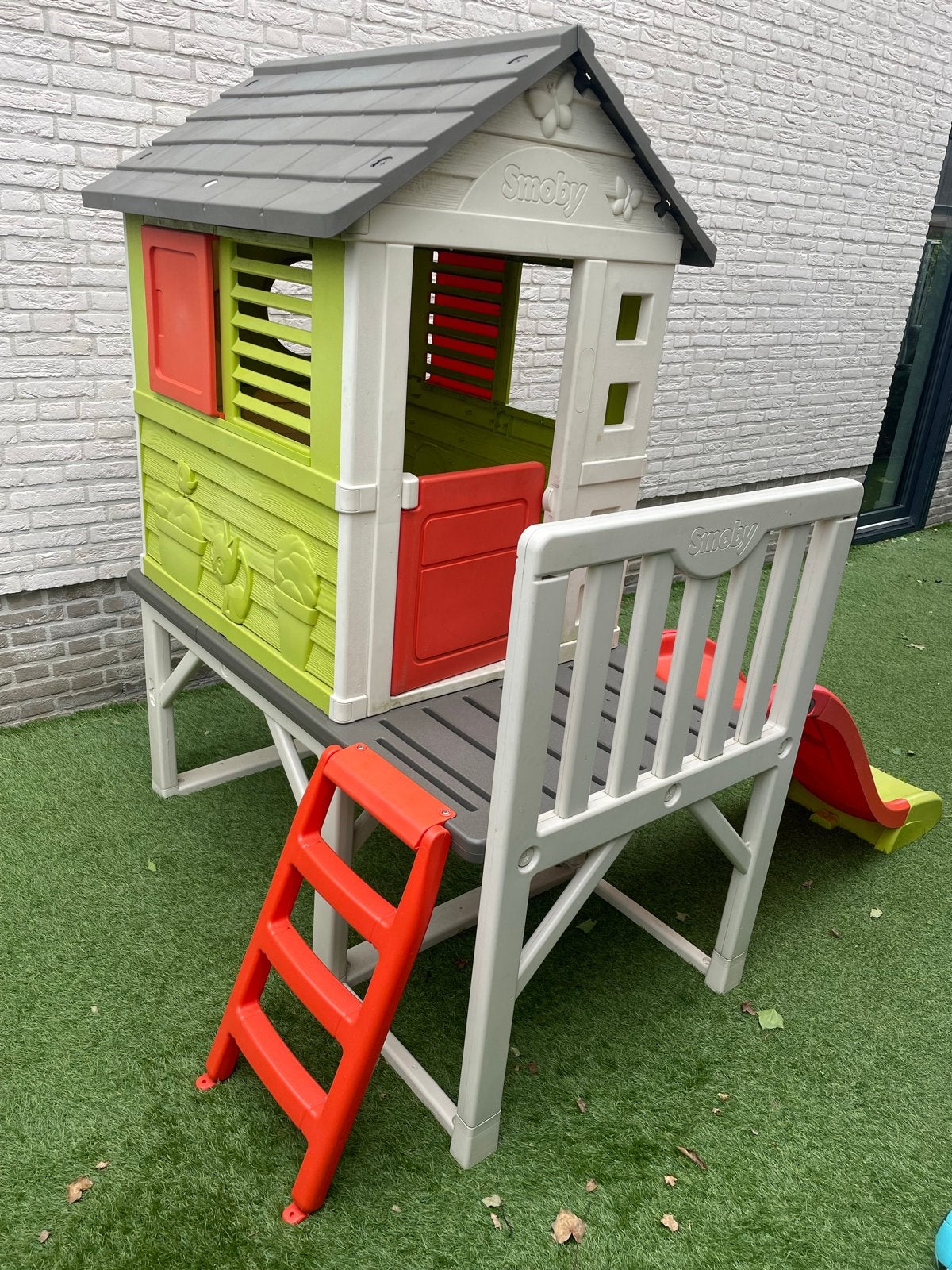 Smoby Speelhuisje met Glijbaan en Klimrek, Ophalen of Verzenden, Gebruikt, Kunststof
