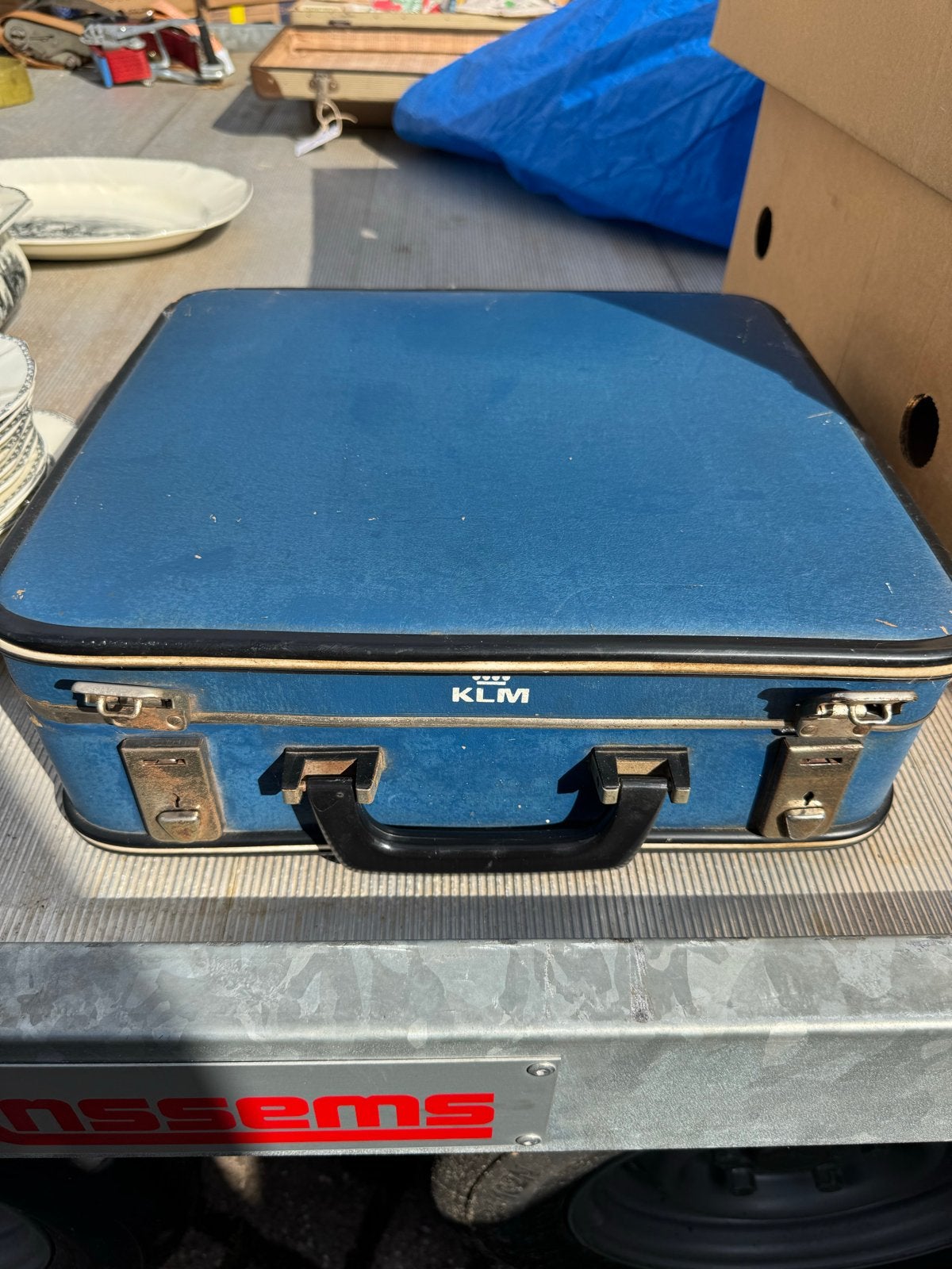 Vintage KLM koffertje - Blauw, voor de liefhebber!, Ophalen, Gebruikt, Nvt, Nvt