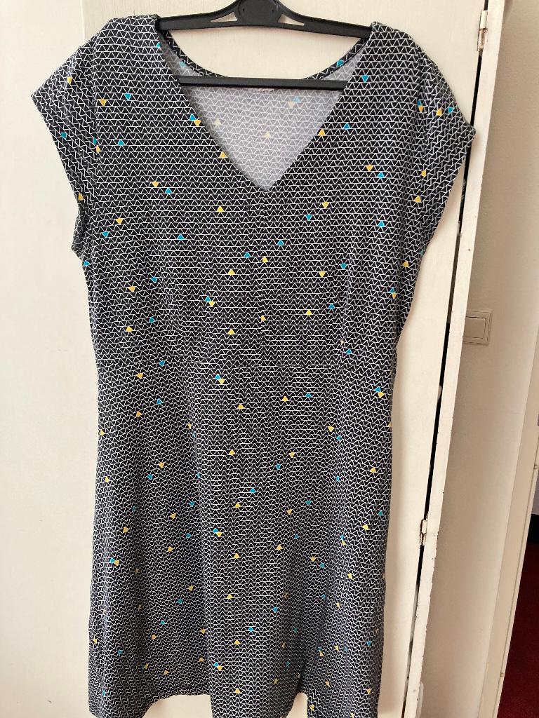 zwarte retro jurk met patroon Froy & Dind L, Zwart, Ophalen of Verzenden, Boven de knie, Gedragen