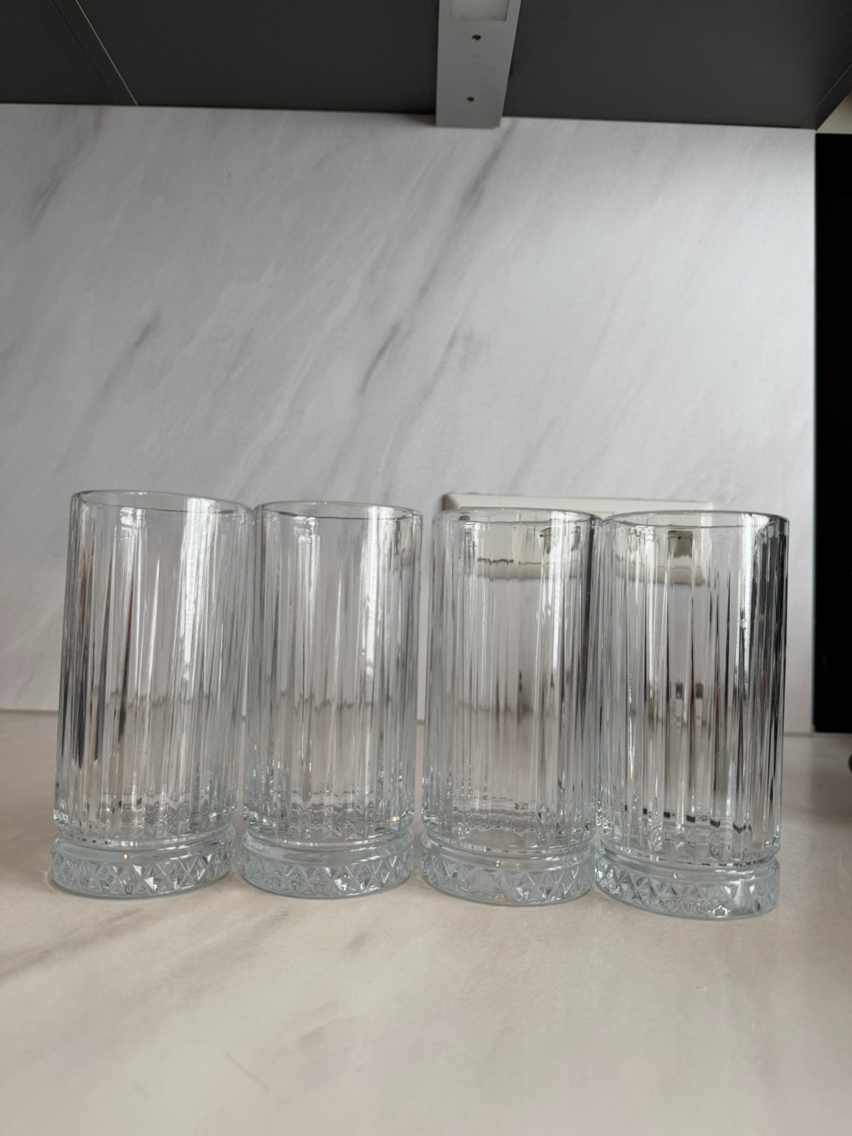Long glazen 4 stuks, Ophalen of Verzenden, Zo goed als nieuw, Waterglas
