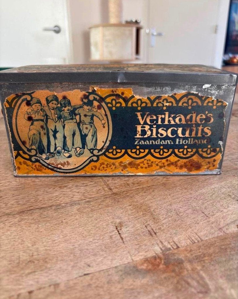 Vintage Verkade's Biscuits blik - Zaandam Holland, Ophalen of Verzenden, Gebruikt, Koek(jes), Verkade