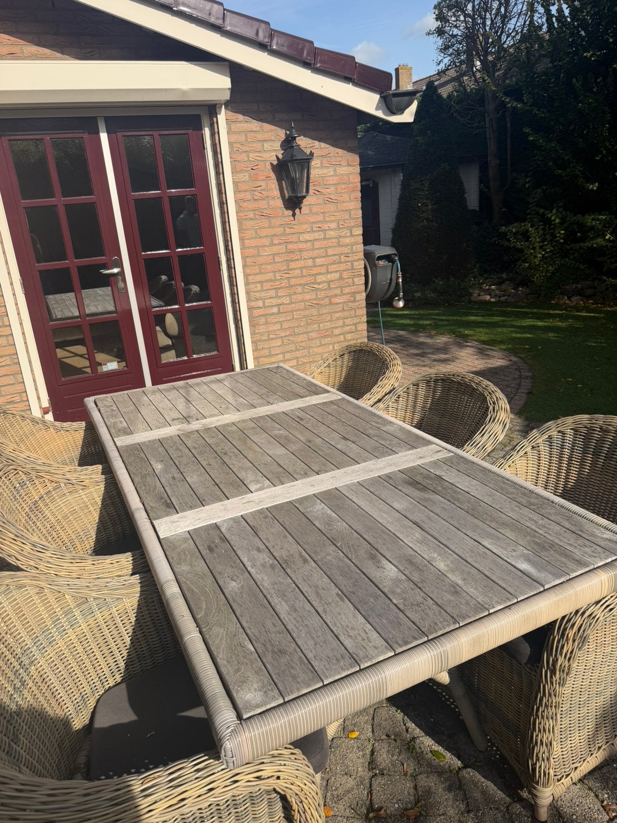 Tuinset tafel inclusief 6 stoelen Apple Bee, Ophalen, Zo goed als nieuw