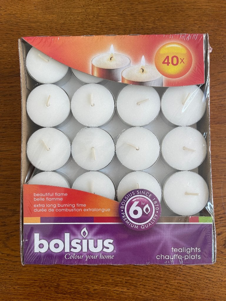 40 "Bolsius" 'Waxinelichtjes' Nieuw in Doos, Ophalen of Verzenden, Nieuw, Kaars
