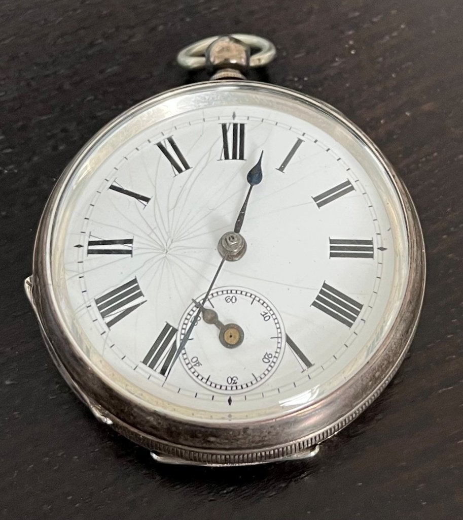 Antiek zilveren zakhorloge uit 1886, Overige merken, Zakhorloge, Staal, Ophalen of Verzenden