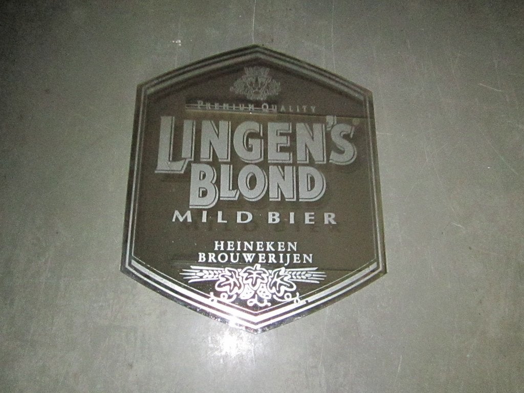 Vintage Lingen's Blond Mild Bier Reclamebord Heineken, Ophalen of Verzenden, Gebruikt, Reclamebord, Plaat of Schild, Heineken