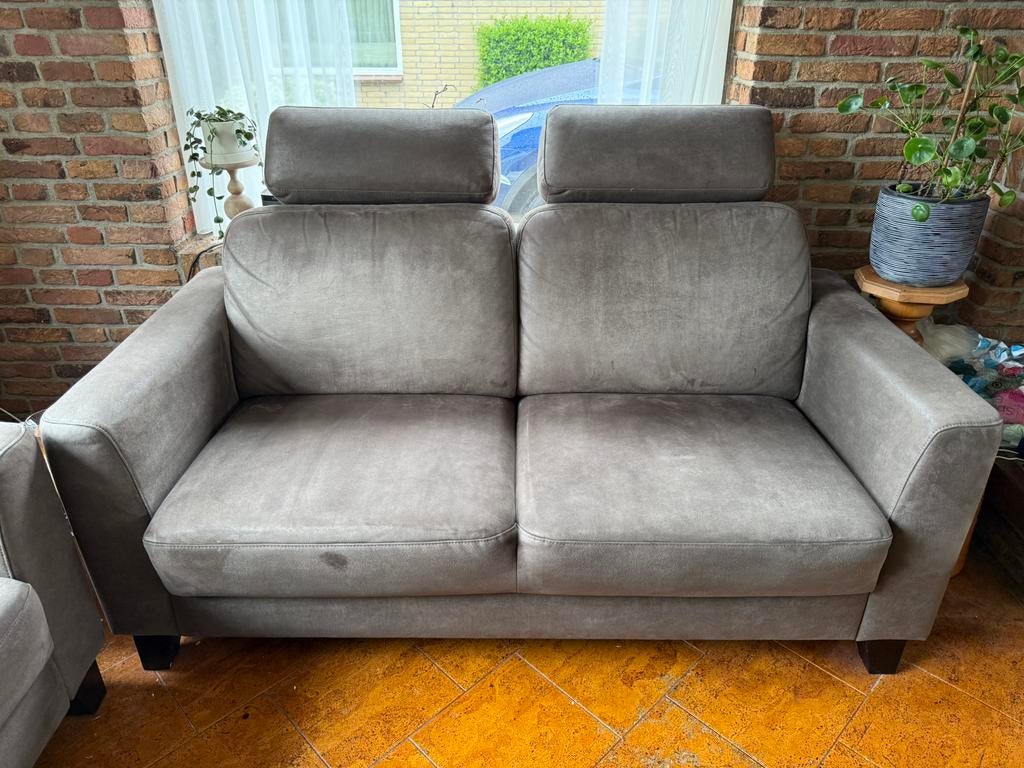 2 persoons Pronto mano bankstel (taupe/bruin) microleder, Ophalen, Overige materialen, 150 tot 200 cm, Tweepersoons