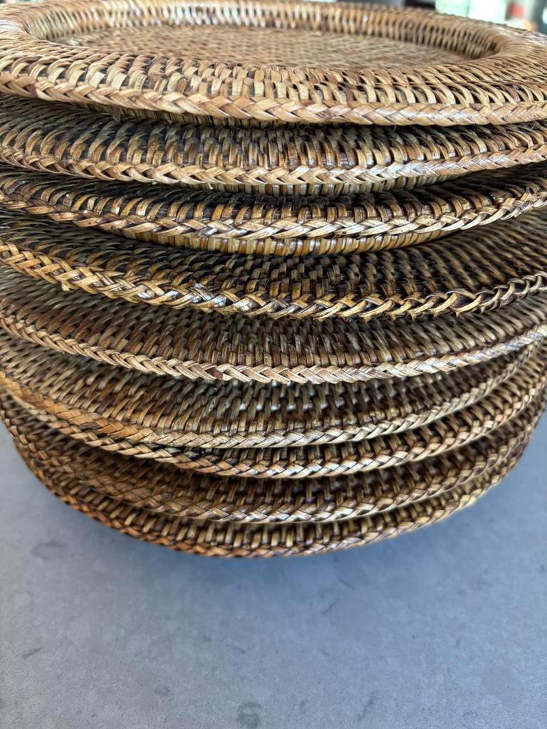 10 x rieten onder borden Balie 32 cm doorsnee, Ophalen, Zo goed als nieuw, Rond, Riet