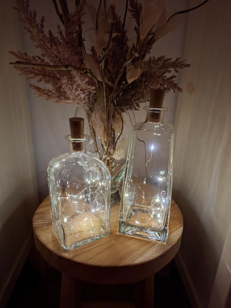 Decoratie flessen met ledverlichting, Overige kleuren, Ophalen of Verzenden, Minder dan 50 cm, Glas