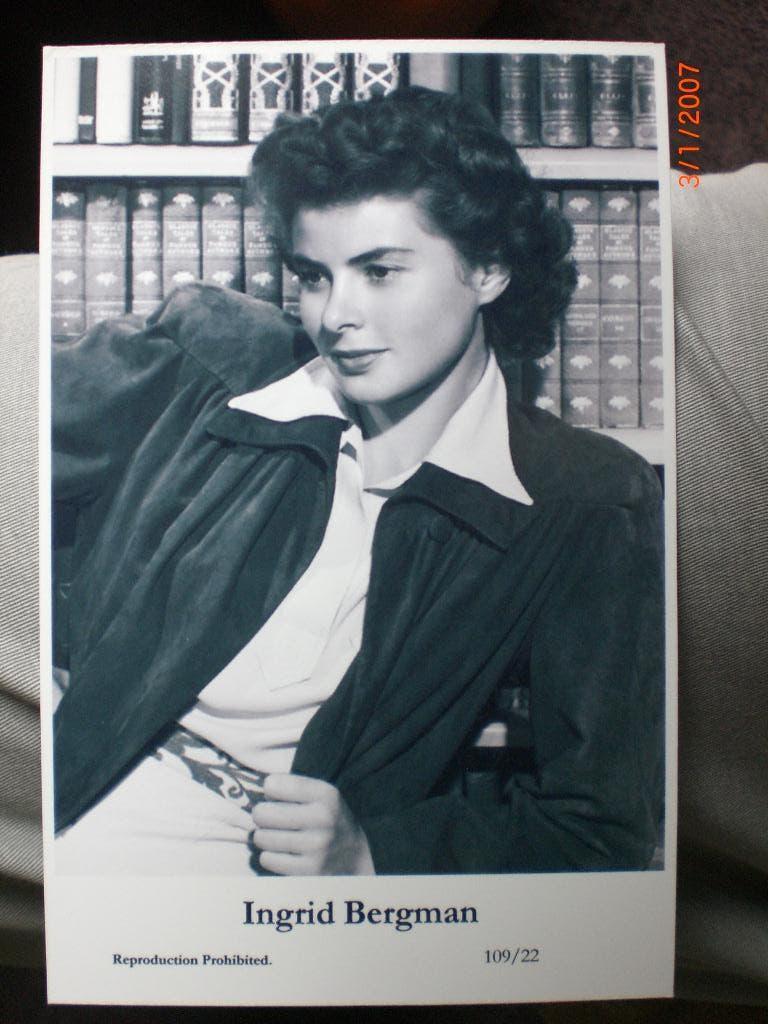kaart Ingrid Bergman 7, Verzamelen, Ophalen of Verzenden, 1980 tot heden, Ongelopen, Sterren en Beroemdheden