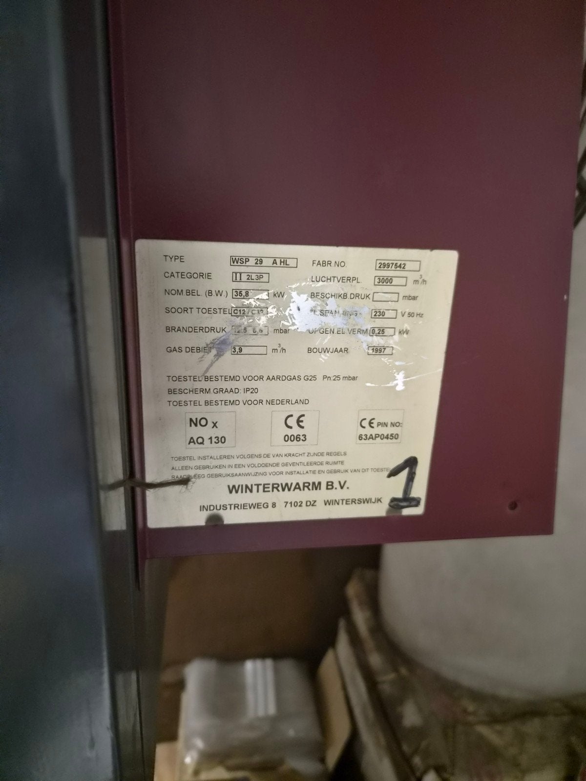 WSP Low NOx Heater - Industriële Verwarming, Ophalen