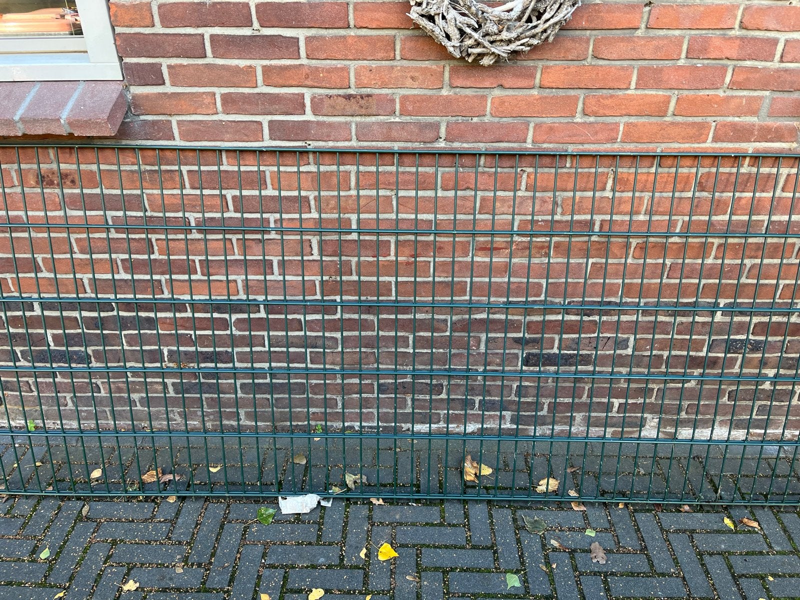 Dubbelstaafs hekwerk - 6 delen van 2.15m en 2 losse delen, Ophalen of Verzenden, Gebruikt, IJzer, Dubbelstaafmat hekwerk