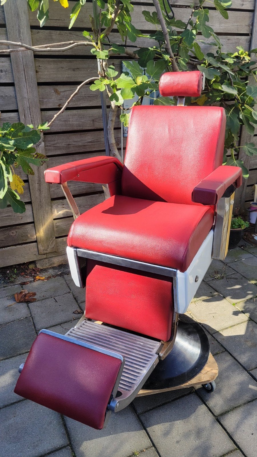 Vintage Belmont kappersstoel - Rood, Ophalen of Verzenden