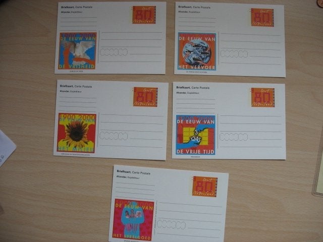 Set briefkaarten de eeuw van speelgoed/vrije tijd/vervoer, Verzenden, Briefkaart
