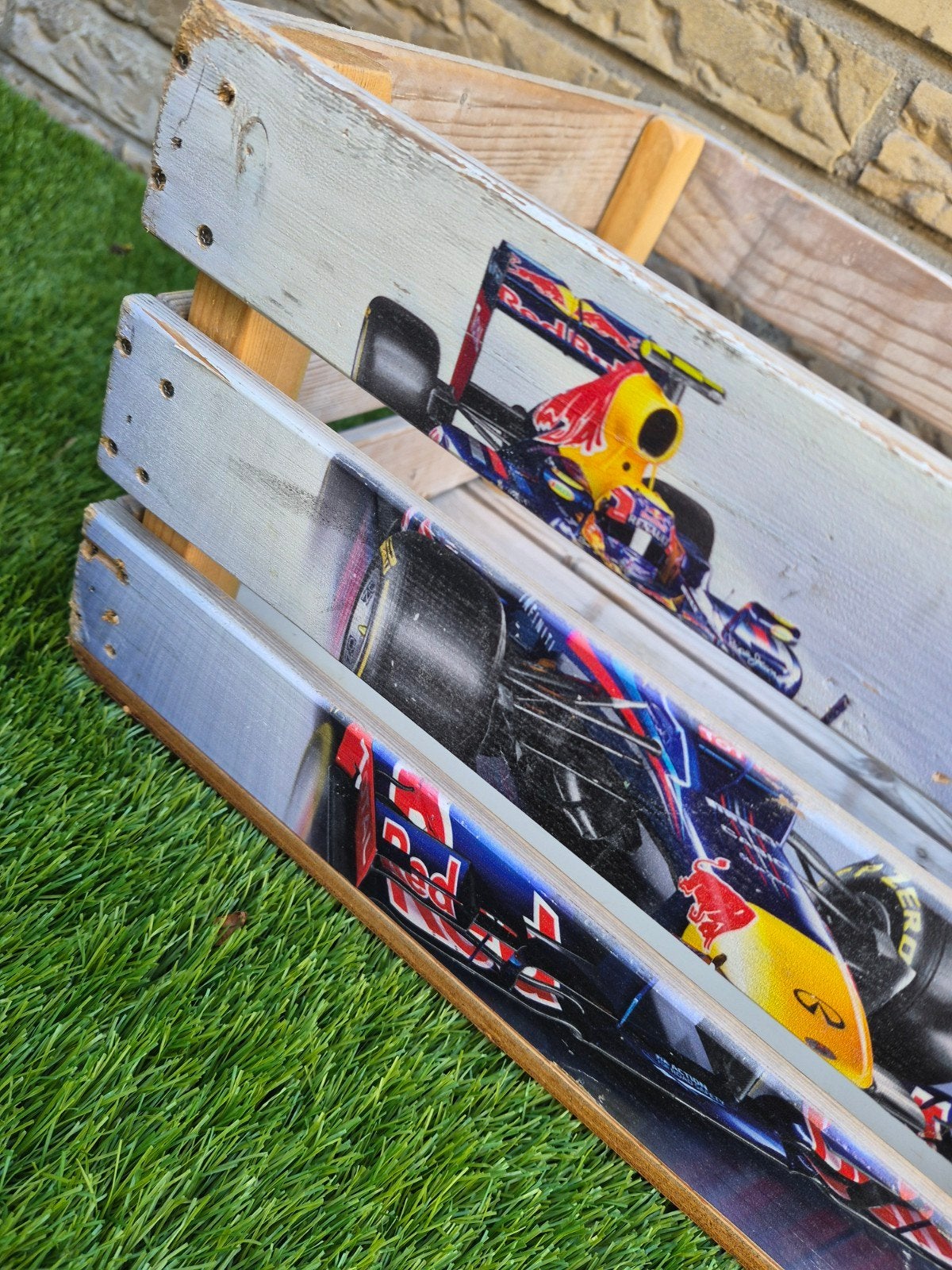 Houten kist met Formule 1 Red Bull Racing print, Ophalen, Hout, Gebruikt, Meerkleurig