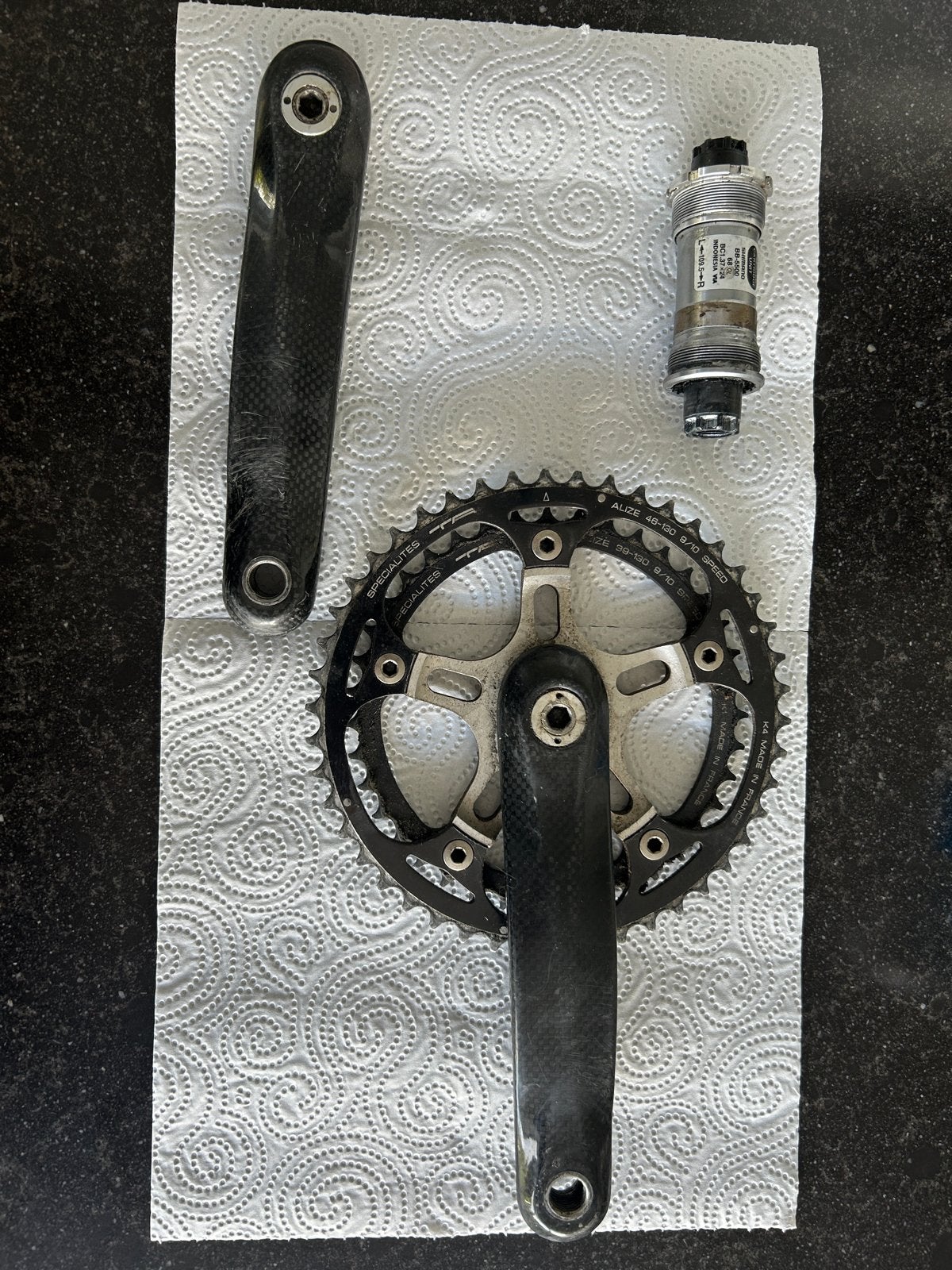 FSA Carbon Crankstel met Shimano BB-5500 Trapas, Crankstel of Pedalen, Gebruikt, Ophalen of Verzenden, Racefiets