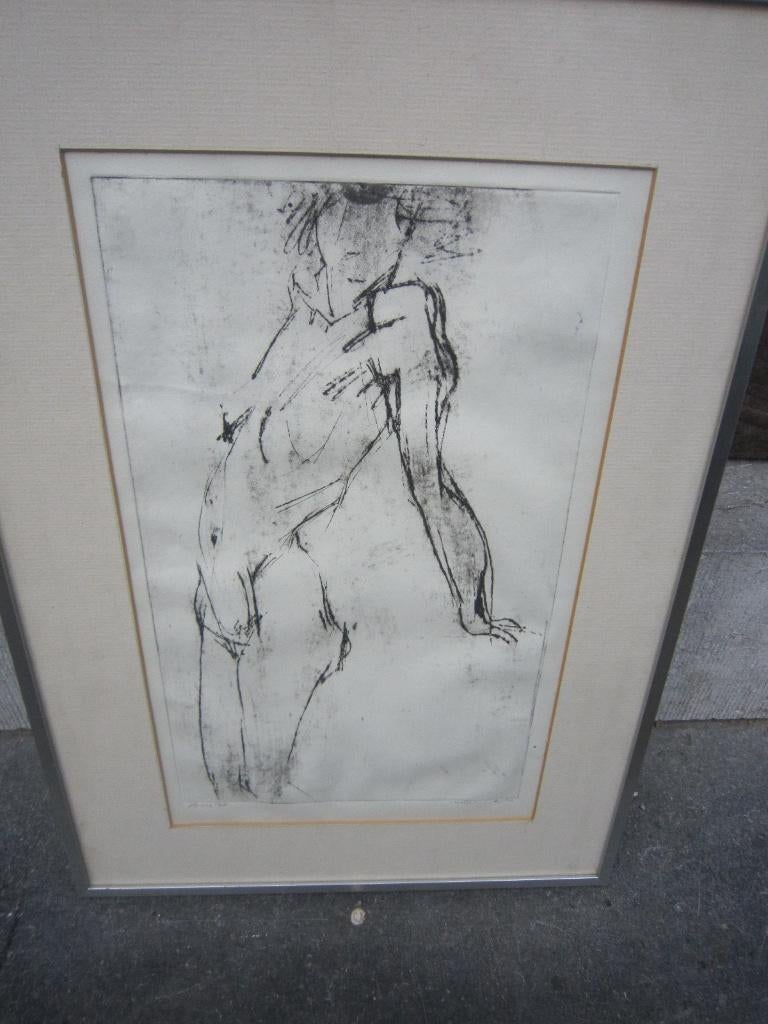 Mooie Expressionist. ETS, "Naakte Dame KATJA v HERMA STEUR, Ophalen of Verzenden, Portret, Ets