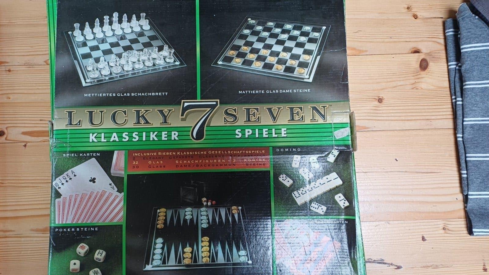 Lucky Seven Klassieker: 7 Glazen Spellen in één set, Drie of vier spelers, Ophalen, Gebruikt
