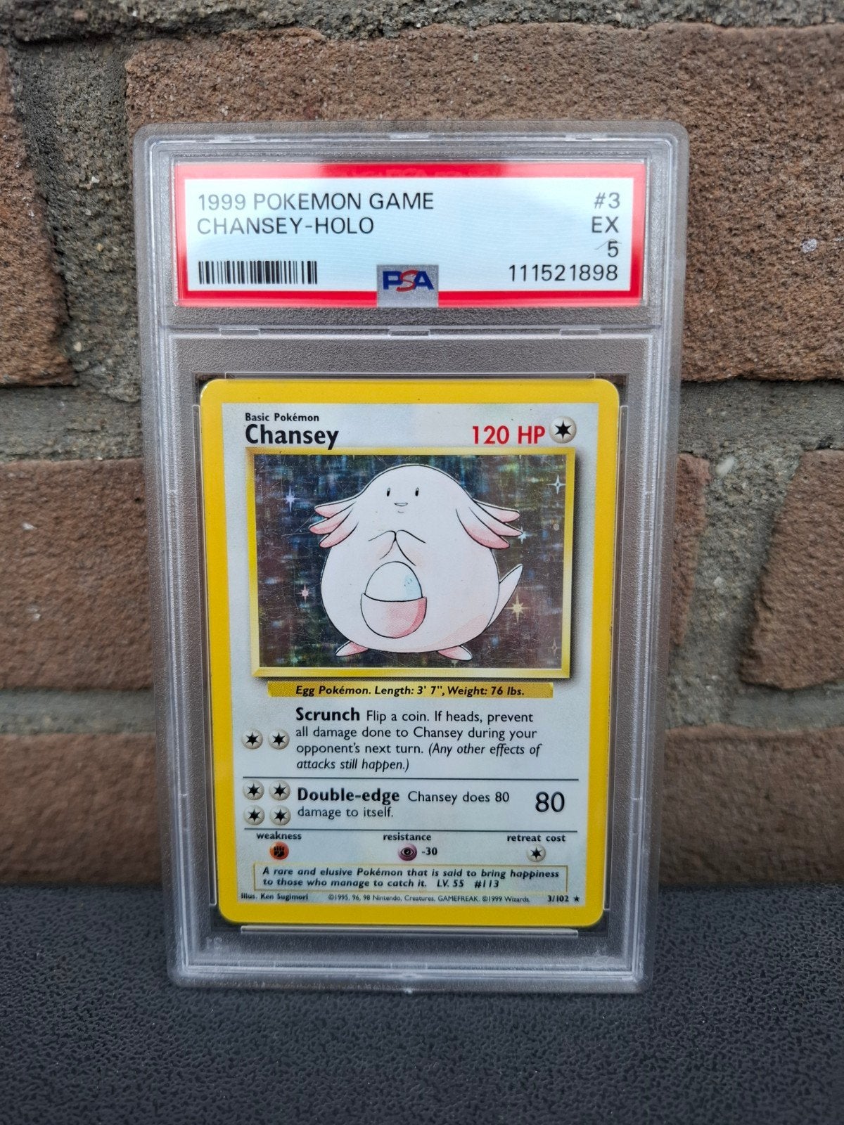 psa 5 chansey holo base 1999 vintage pokemon, Ophalen of Verzenden, Zo goed als nieuw