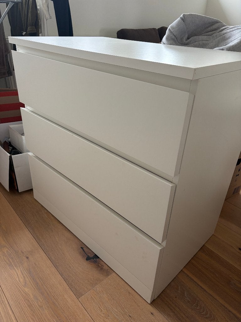 IKEA MALM ladekast wit – 3 lades, Ophalen, Gebruikt, 50 tot 100 cm, 3 of 4 laden