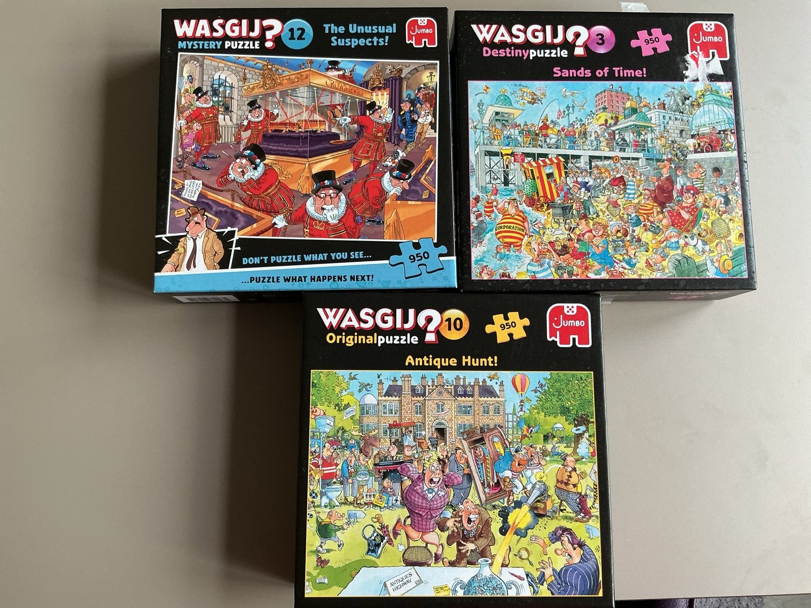 3 Wasgij Puzzels - Mystery, Destiny & Original - 950 stukjes, Ophalen of Verzenden, 500 t/m 1500 stukjes, Gebruikt, Legpuzzel