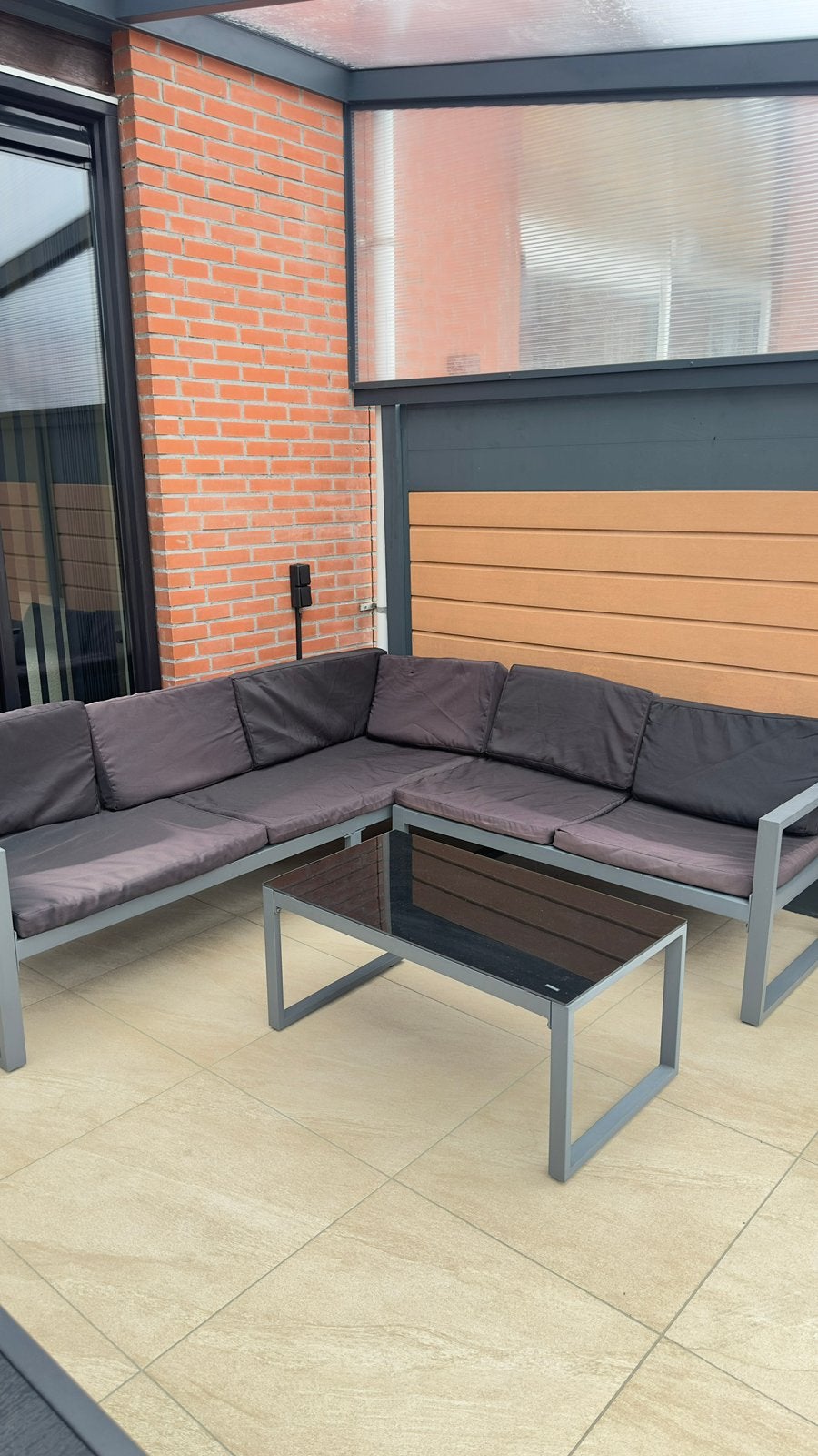 Tuinset hoekbank, Ophalen, 6 zitplaatsen, Bank, Aluminium