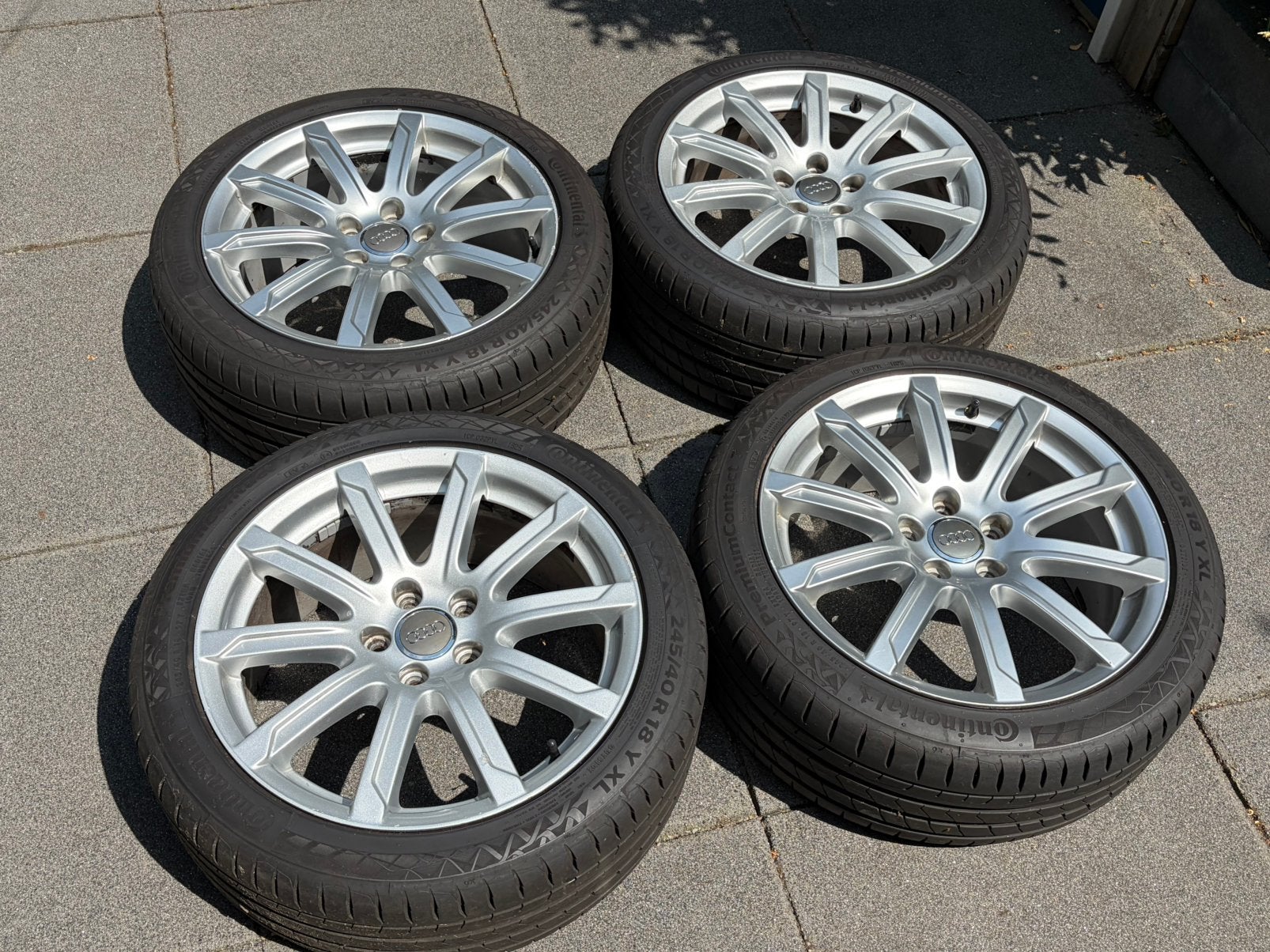 Audi A4 B8 velgen 245/40/18 met Continental PremiumContact 7, Auto-onderdelen, Banden en Velgen, Ophalen, 18 inch, Banden en Velgen