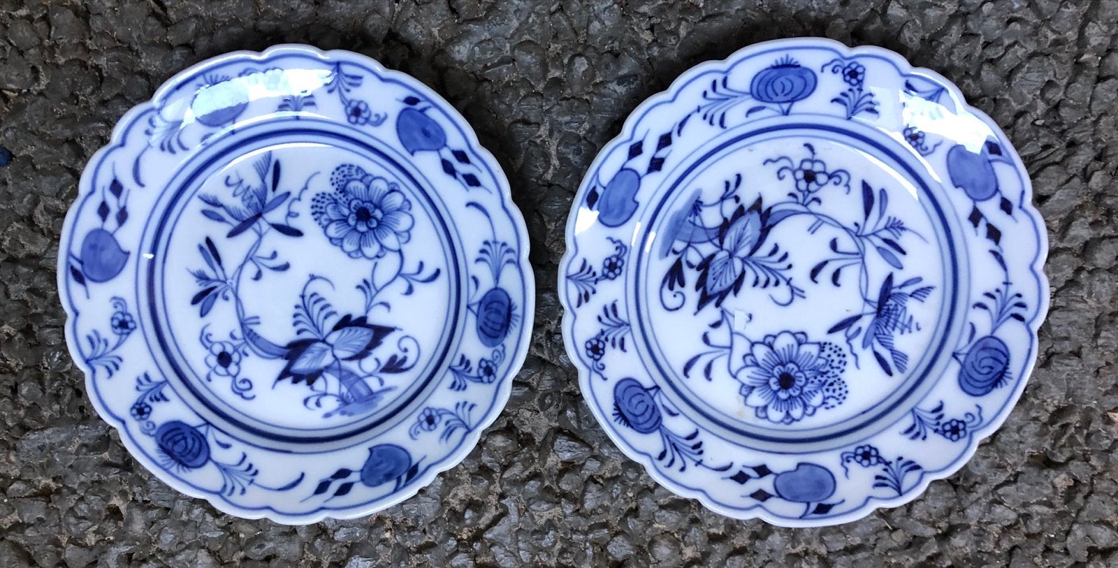 Antieke Meissen Zwiebelmuster Pors. Borden Blauw Wit Decor, Ophalen of Verzenden