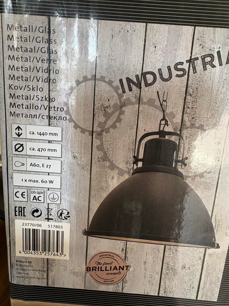 Brilliant Jesper hanglamp, industrieel, zwart, Ophalen, Nieuw, Metaal