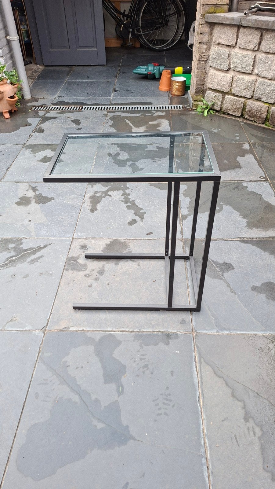IKEA Vittsjö laptoptafel/bijzettafel - zwart/glas, Ophalen, Gebruikt, Metaal of Aluminium, 55 tot 75 cm