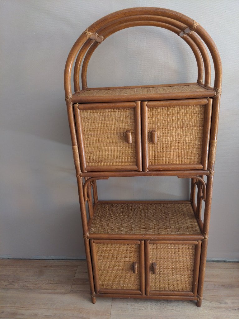 Retro bamboe kast, Ophalen, Gebruikt, 50 tot 100 cm, 150 tot 200 cm
