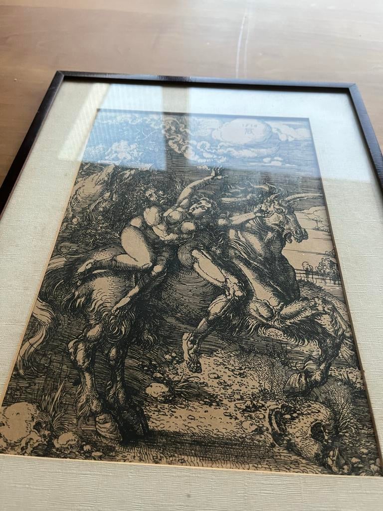 Antieke Gravure: Ontvoering van Europa (1710), Ingelijst, Mythologie, Ophalen of Verzenden, Gravure