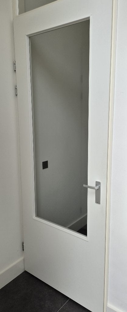 Witte houten binnendeur glas 231,5 x 88 cm opdek links, Ophalen, Gebruikt, 80 tot 100 cm, Binnendeur