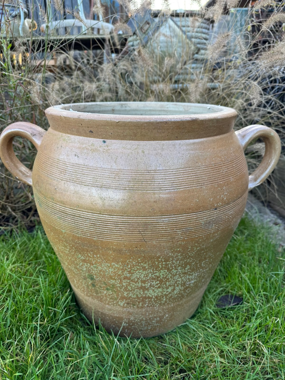 Aardewerk pot bloempot zandkleurig, Antiek en Kunst, Ophalen