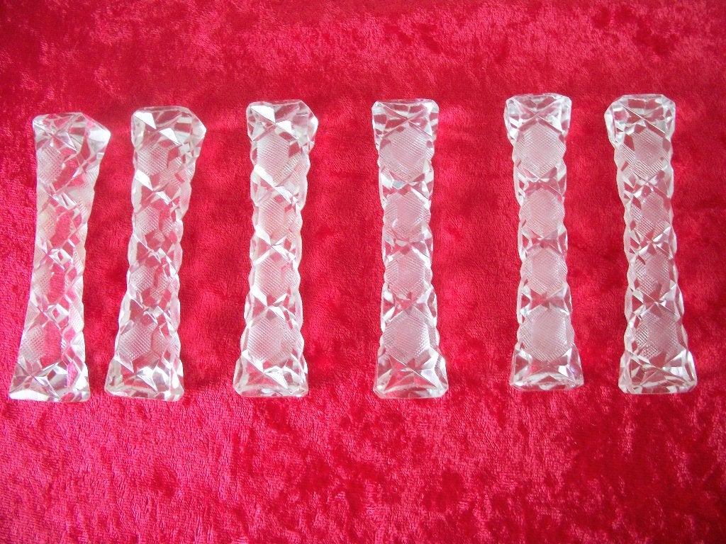 6 kristallen Messenleggers - netjes p.stuk, Antiek en Kunst, Ophalen of Verzenden