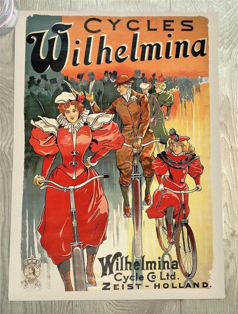 Wilhelmina Cycles Zeist Grote Art Deco Fiets Poster Affiche, Verzenden, Nieuw