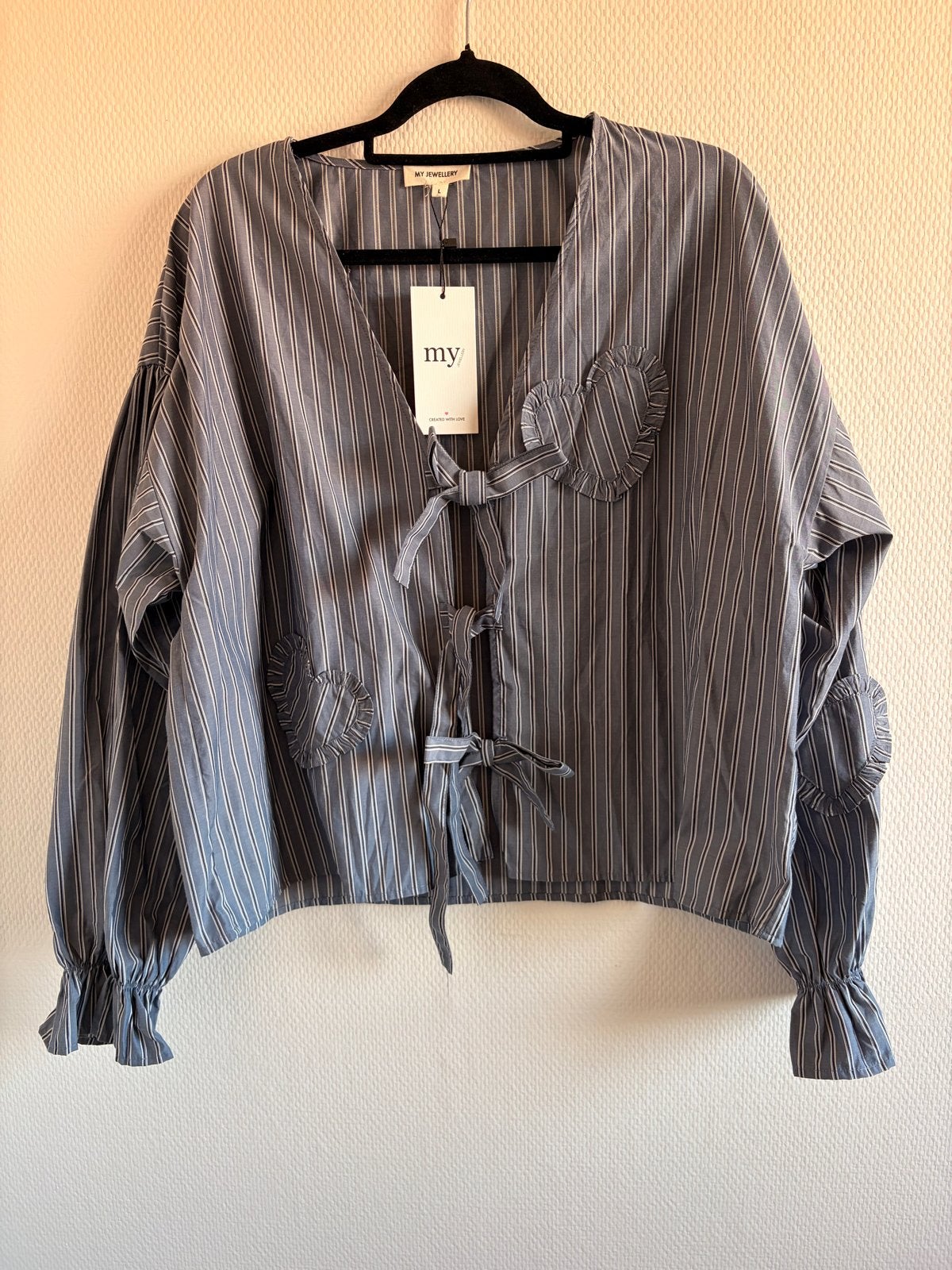 My Jewellery gestreepte blouse met hartjes en strikjes, Kleding | Dames, Ophalen of Verzenden, Nieuw, Maat 42/44 (L), Blauw