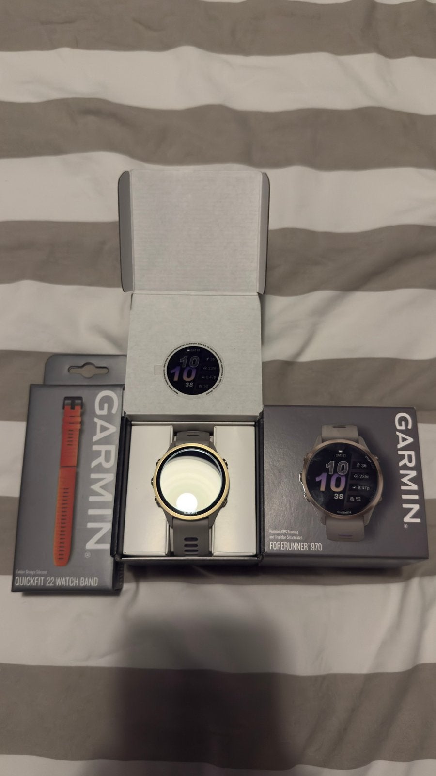 Garmin Forerunner 970 NIEUWSTAAT + Extra nieuw bandje, Ophalen of Verzenden, Zo goed als nieuw, Waterdicht, Grijs