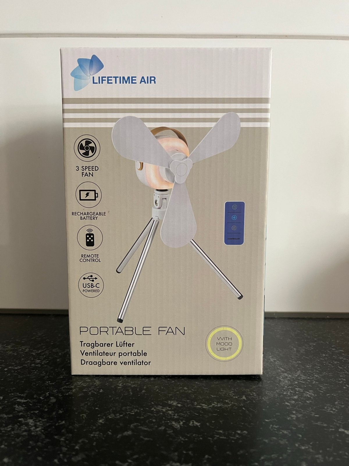 Lifetime Air Draagbare Ventilator met Afstandsbediening, Ophalen of Verzenden, Ventilator met afstandsbediening, Nieuw, Tafelventilator