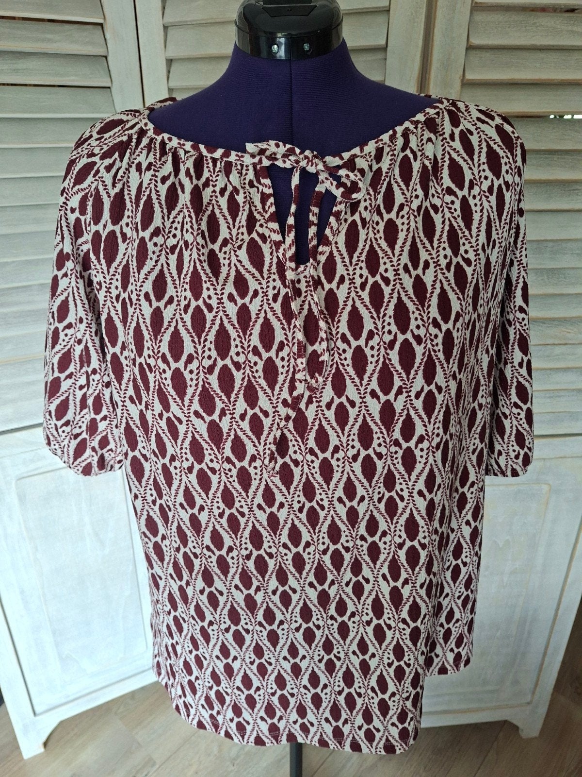 MS Mode top XL, aubergine/creme zgan, Overige kleuren, Verzenden, Maat 46/48 (XL) of groter, Zo goed als nieuw