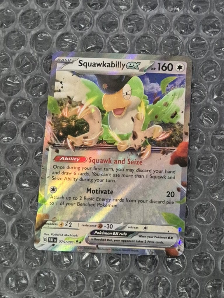 Squawkabilly ex 075/091 Paldean Fates Scarlet & Violet PAF, Ophalen of Verzenden, Zo goed als nieuw, Losse kaart, Foil