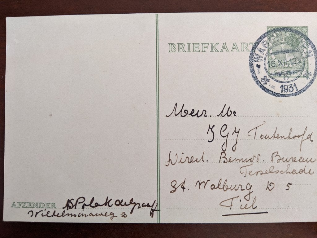 NL 1931; Briefkaart WAGENINGEN/TIEL 2 FOTO'S LEES, Verzenden, Briefkaart
