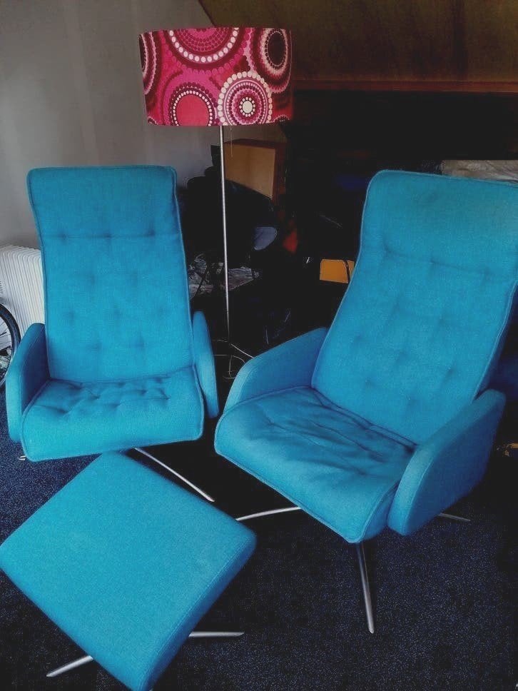 2x Eijerkamp Relax Fauteuil Stoel Voetenbank, Ophalen, Twee, Overige kleuren, Zo goed als nieuw