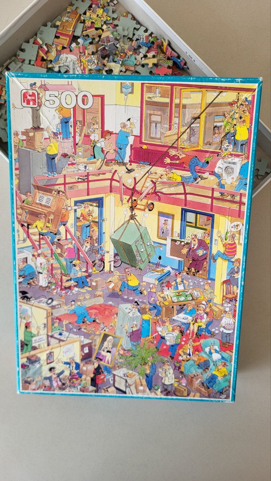 Puzzel 500 stukjes Jan van Haasteren "verhuiskoorts", Ophalen of Verzenden, 500 t/m 1500 stukjes, Gebruikt