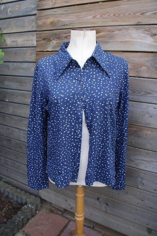 Blouse donkerblauw/ wit Heart mt 16/18 Xl/XXL Vaste prijs, Blauw, Heart, Maat 46/48 (XL) of groter, Ophalen of Verzenden