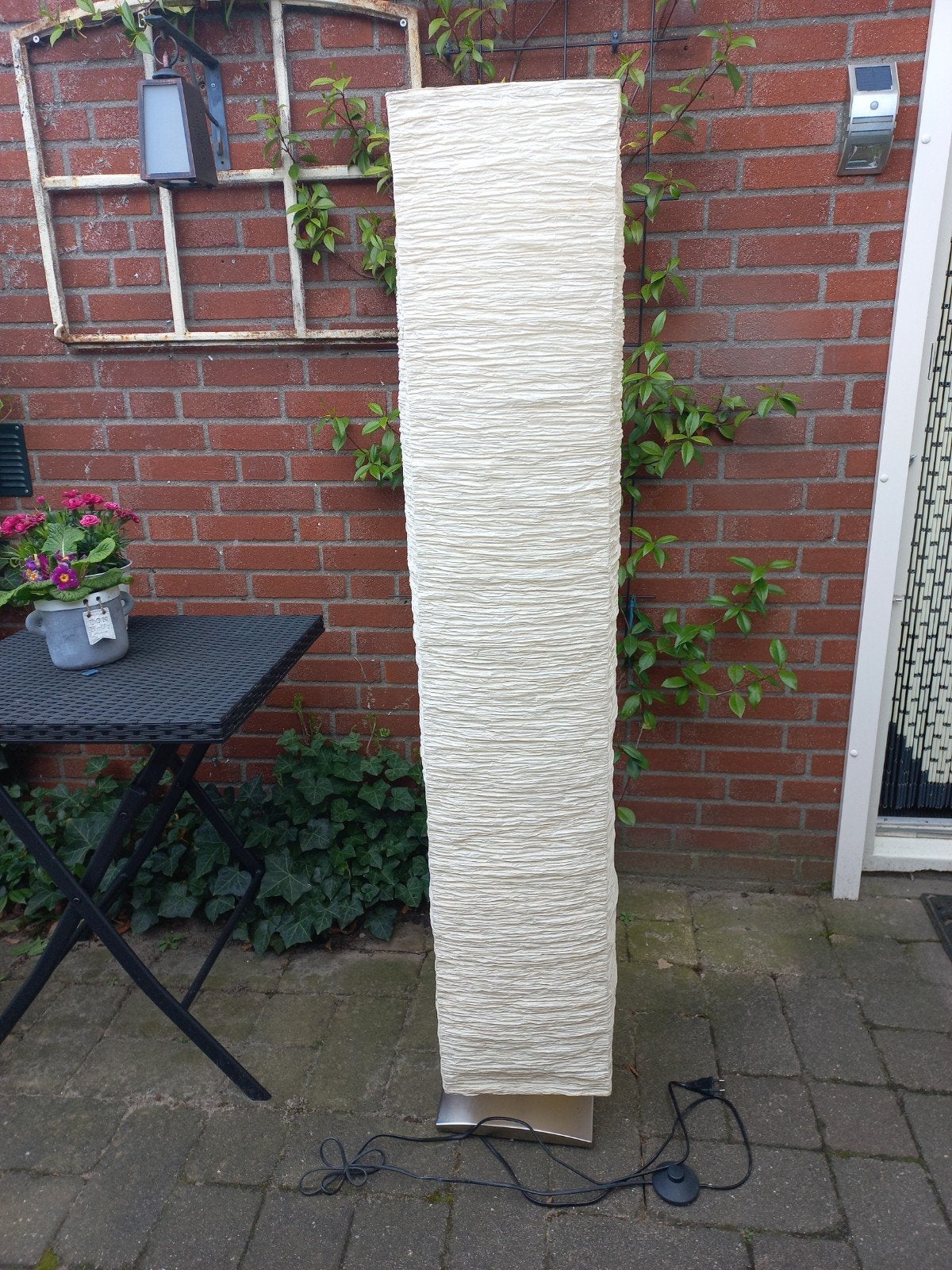 Ikea vintage vloerlamp met papieren kap, 3 lichtpunten, Gebruikt, E14 (klein), Ophalen of Verzenden, Textiel